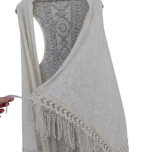 Anthropologie Penelope Project Long Open Cardigan/Ruana/Sleeveless Duster- Boho - Picture 8 of 8